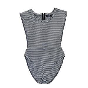 Rehab Black and Whited Striped Body Suit size Large